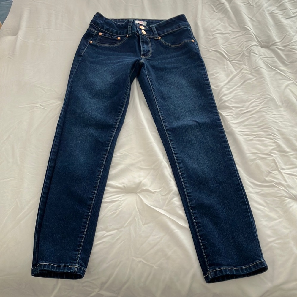 YMI GIRL DARK BLUE MID RISE ANKLE JUNIORS JEANS SIZE 1/2